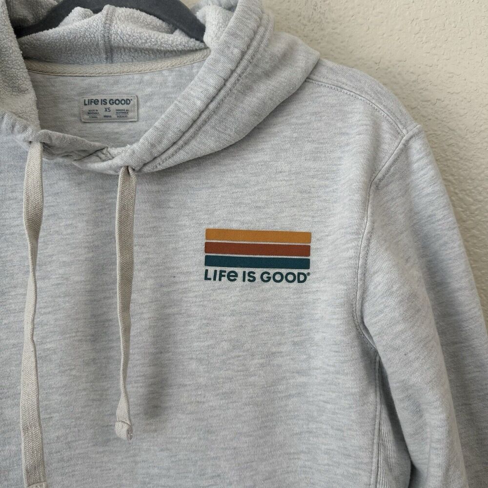 Life is Good Sweater Womens Size XS Hoodie Pullover Graphic Gray - Picture 3 of 7